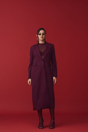 Burgundy Dusk Long Coat