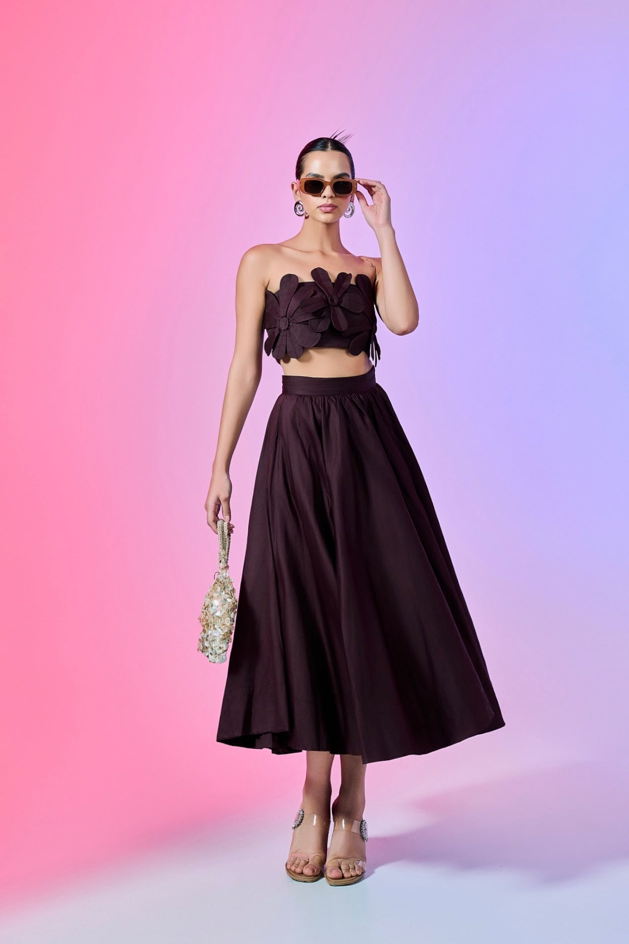 Label Frow Brown Bloom Midi Skirt – Label Frow